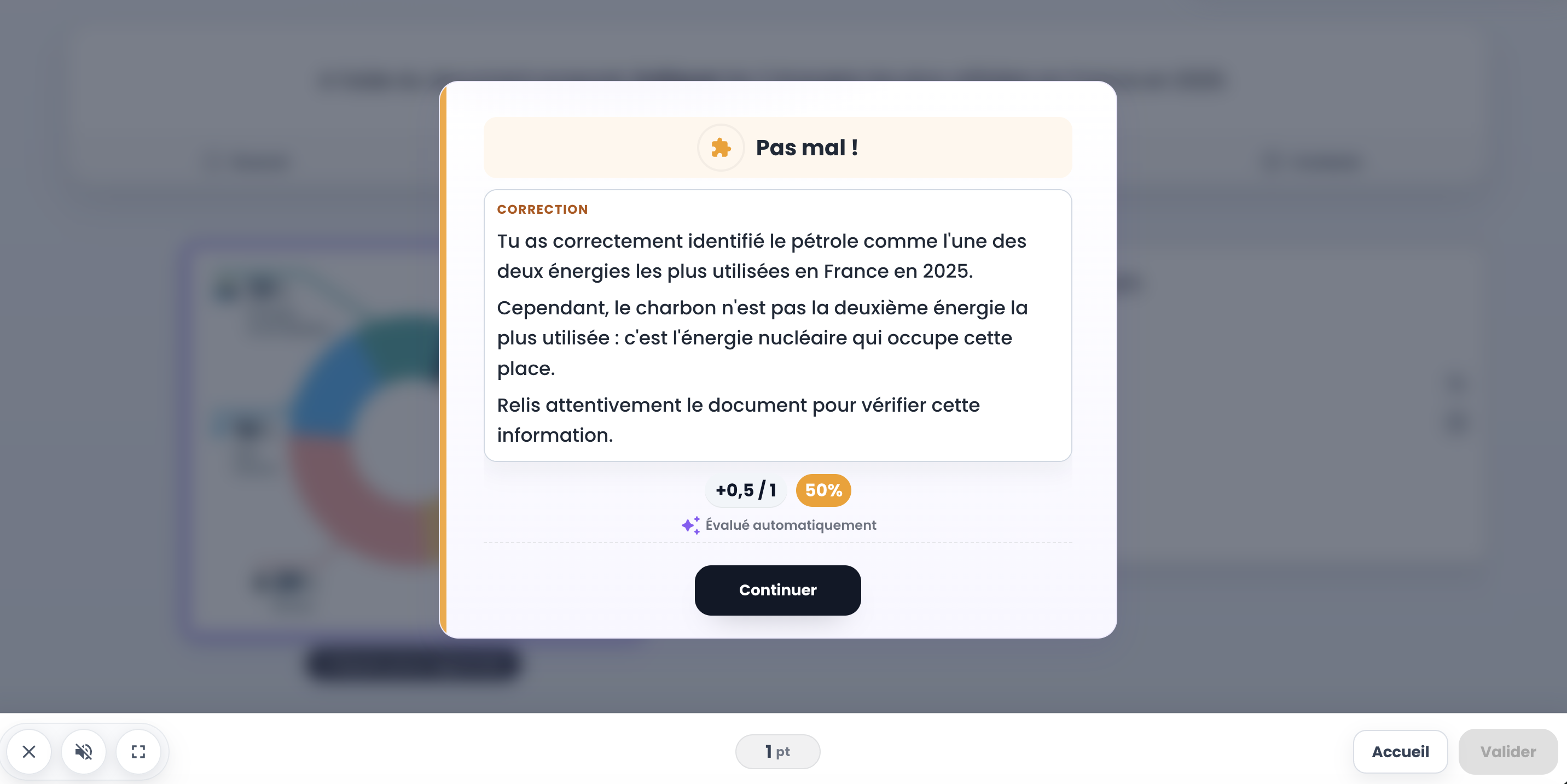Capture d’écran d’une correction IA avec notation et remédiation pour un élève